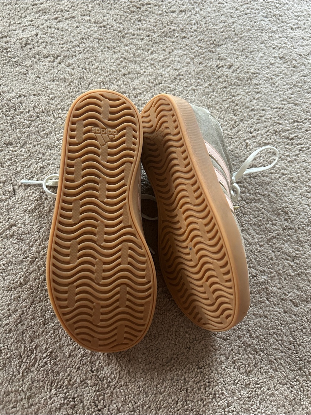 Girls Adidas Pink-Striped Suede Sneakers - Picture 5 of 5